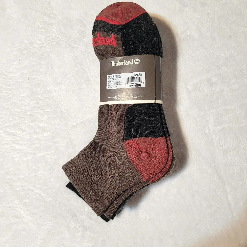 Timberland Outdoor Leisure Low Quarter Socks 4 Pack Mens OSFM Shoe 9-12 New OOS
